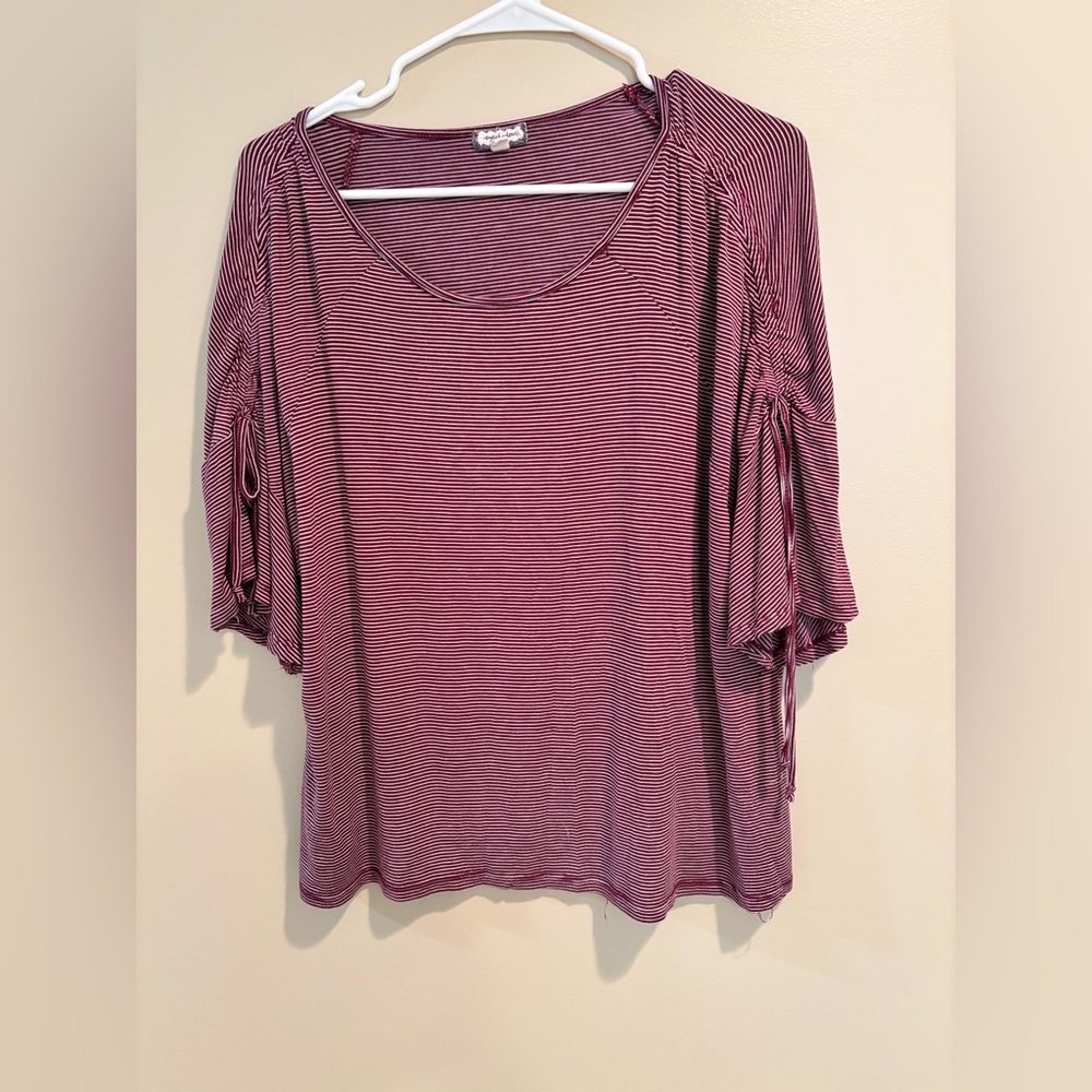 Eyeshadow Burgundy and White Striped Top